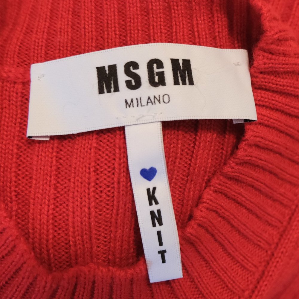 MSGM Red Ruffled Sweater Top - Picture 6 of 7